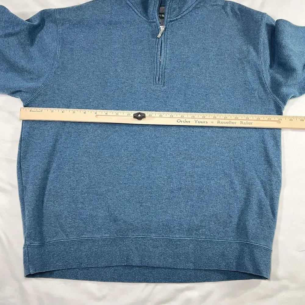 Orvis 1/4 Zip Pullover Mens Size L Teal Blue 100% Cotton Sweater Classic Casual